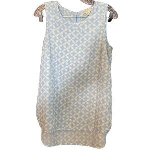 Michael Kors Blue White Zip Back Sleeves Women’s Tunic Top Size Small